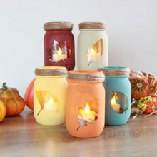  Fall Leaf Painted Mason Jars, medium